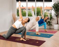 Graceful Glide Hot Yoga Mat – Non-Toxic Natural Rubber, Gold Bronzing Design & Body Alignment - Swan&Field
