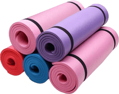 Swan & Field Inner Swan 6mm NBR yoga mats in pink, purple, blue, and red color options.
