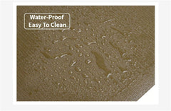 Close-up of Swan & Field The Glider natural rubber yoga mat showing its waterproof, easy-to-clean surface.